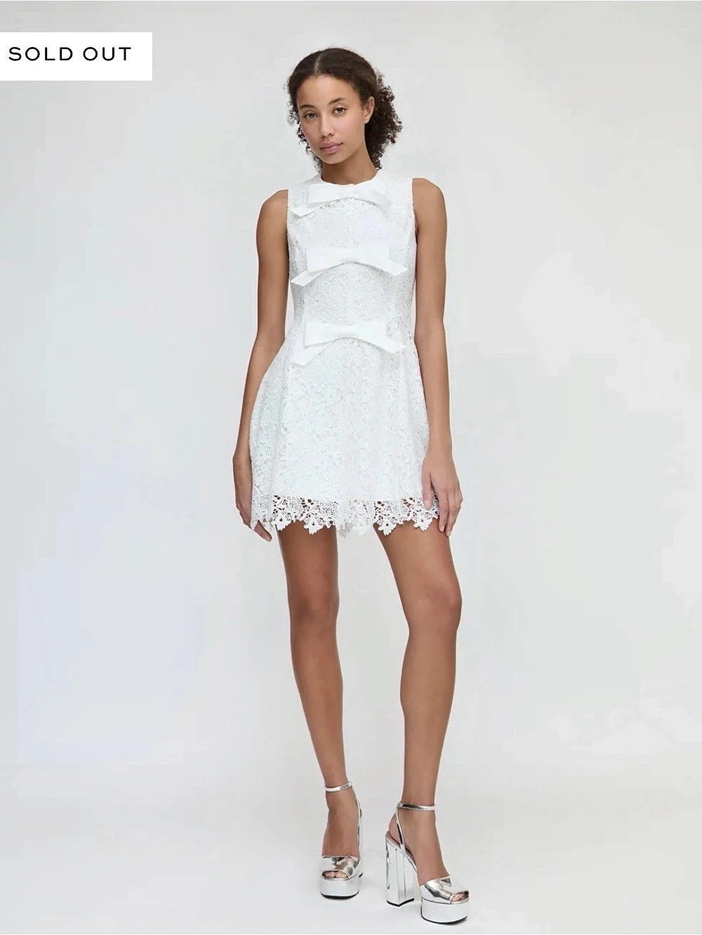 Hill House Home The Blythe Bow Dress White Lace Mini NWT